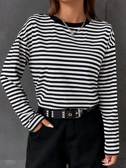 Women's Striped Long Sleeve Casual T-Shirt