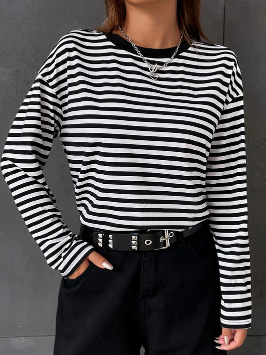 Women's Striped Long Sleeve Casual T-Shirt