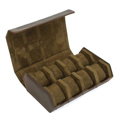 Vintage Leather Watch Roll Travel Case Organizer