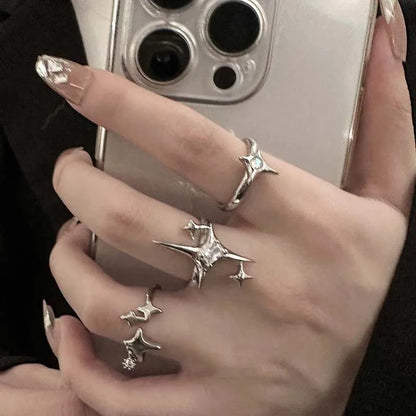 Vintage Irregular Cross Star Adjustable Couple Ring