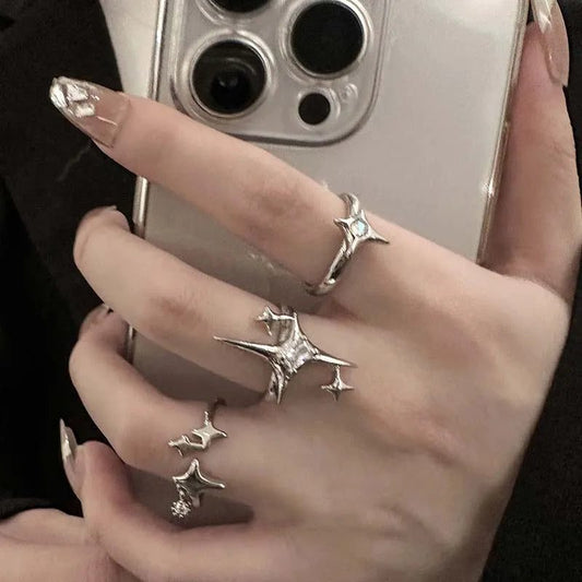 Vintage Irregular Cross Star Adjustable Couple Ring