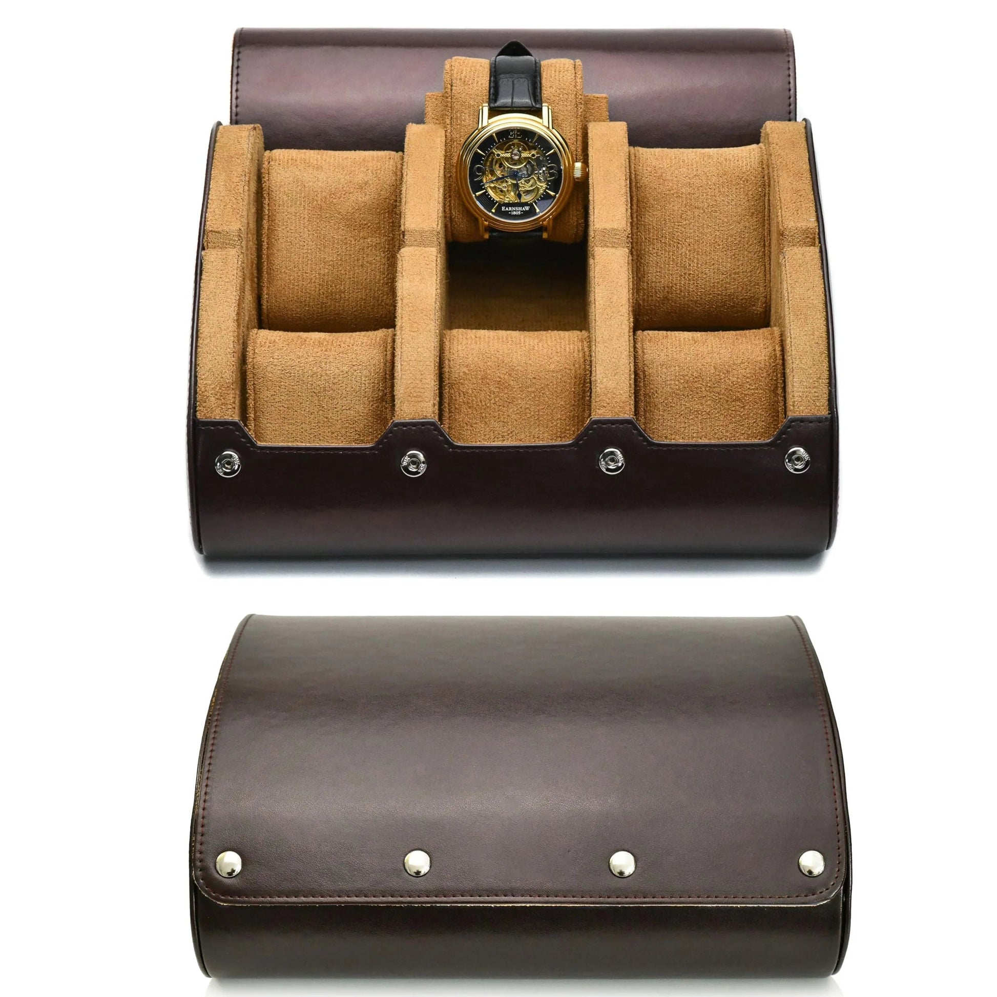 6-Slot PU Leather Watch Travel Case