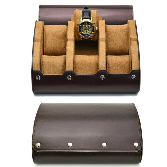 6-Slot PU Leather Watch Travel Case
