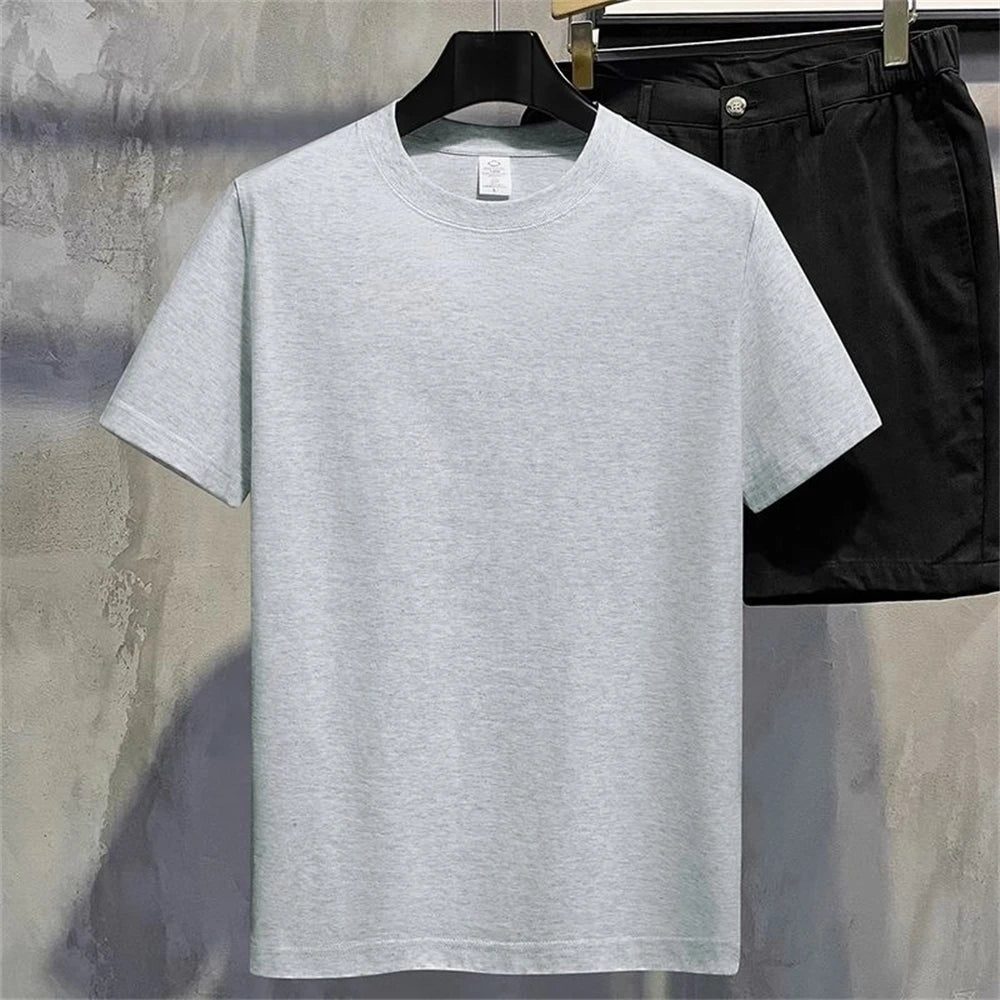Men's Summer Cotton T-Shirt Solid Color