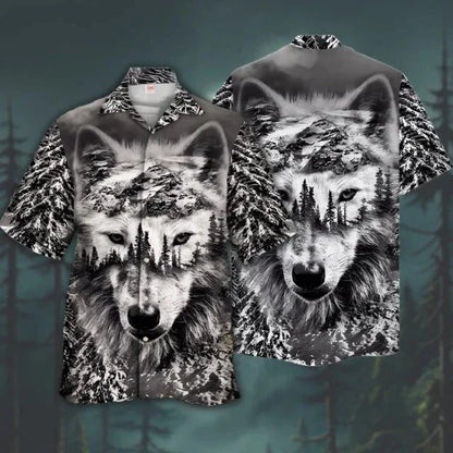 3D Wolf Print Hawaiian Shirt for Men
