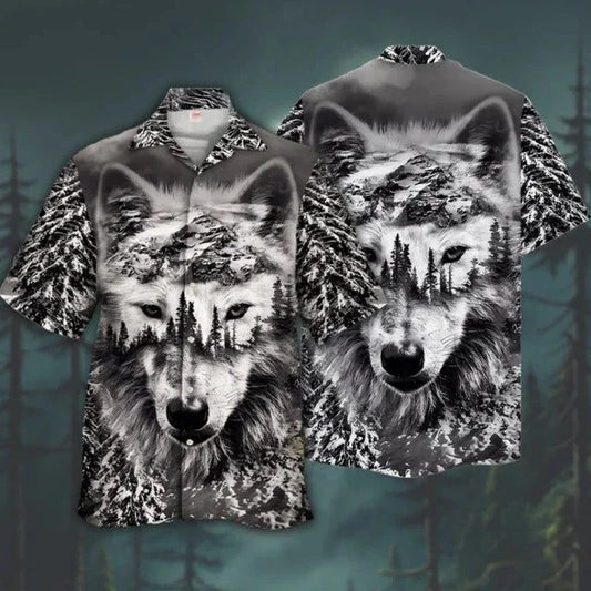 3D Wolf Print Hawaiian Shirt for Men