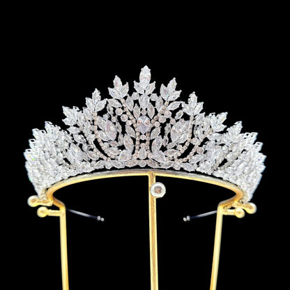 Elegant Silver Zircon Tiara for Brides