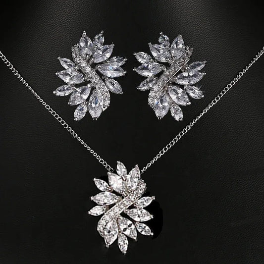 Elegant Bridal Jewelry Set: Water Drop Earrings