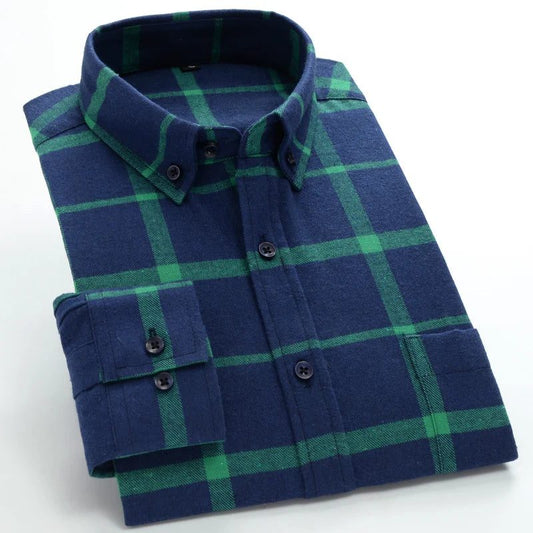 Men's Red Checkered Flannel Shirt Long Sleeve