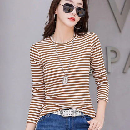Elegant Striped Long Sleeve T-Shirt for Women
