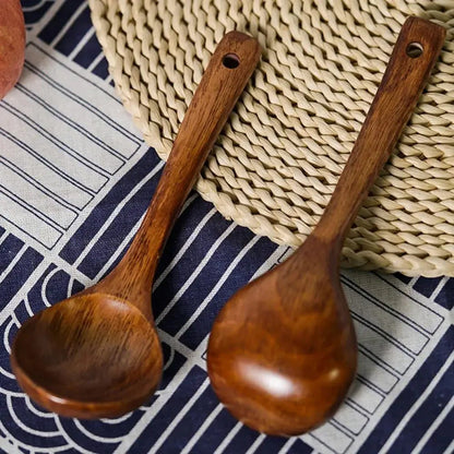 Elegant Wooden Soup Spoons with Long Handle