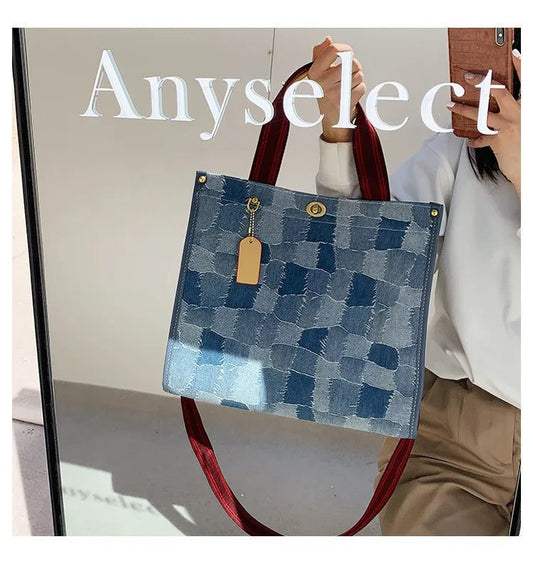 2024 Trendy Denim Handbag with Wide Strap