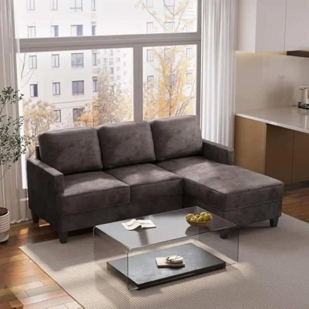 Stylish Faux Leather L-Shaped Sectional Sofa