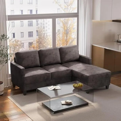 Stylish Faux Leather L-Shaped Sectional Sofa