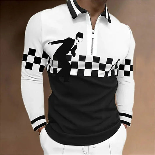 Men's 3D Printed Chess Card Golf Polo