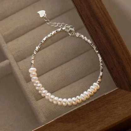 Luxury Vintage 925 Silver Pearl Bracelet