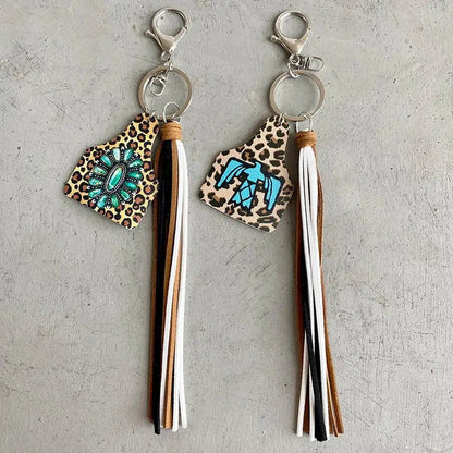 Cow Print Keychain Western Farm Animal Jewelry