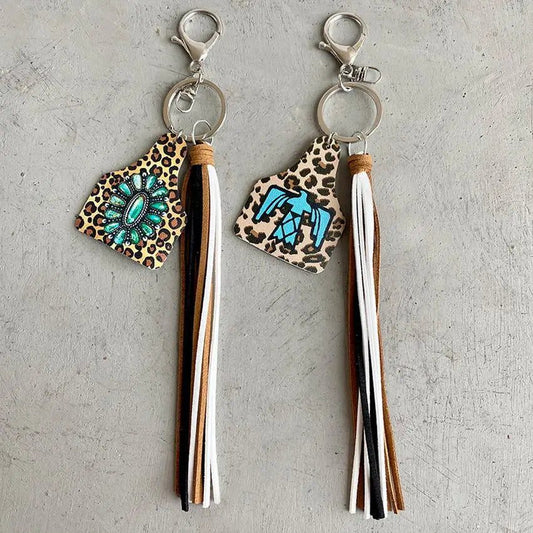 Cow Print Keychain Western Farm Animal Jewelry