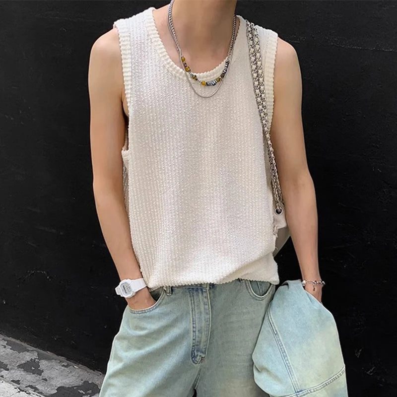 Men's Vintage Striped Ribbed Tank Top