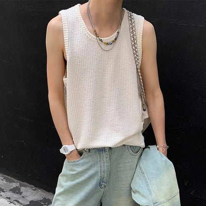 Men's Vintage Striped Ribbed Tank Top