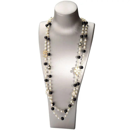 Elegant Vintage Camellia Pearl Long Necklace