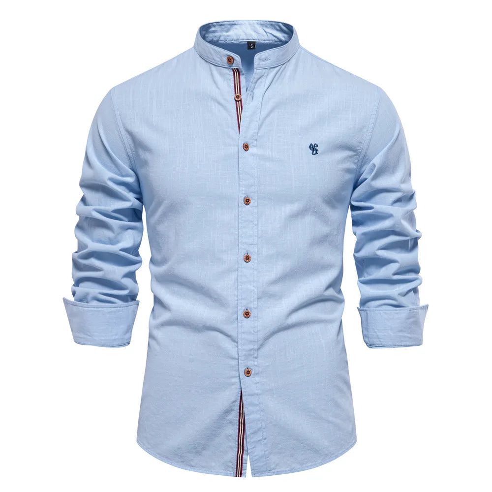 High-Quality Men's Cotton Linen Embroidery Shirt