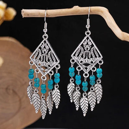 Boho Antique Silver Dangle Earrings for Women
