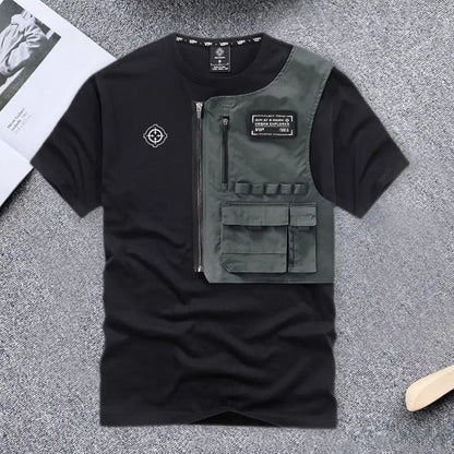 Men's Tactical Cyberpunk Cargo Pocket T-Shirt