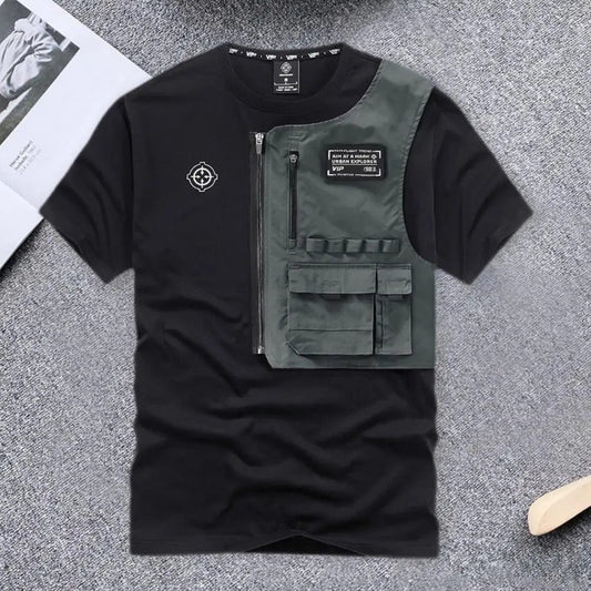 Men's Tactical Cyberpunk Cargo Pocket T-Shirt