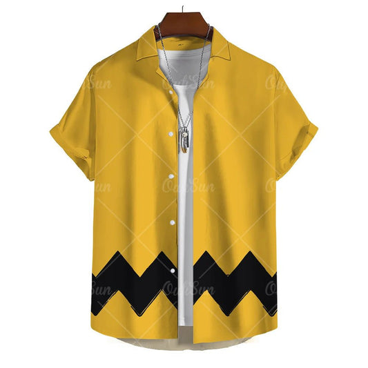 Men's Yellow Oversized Hawaiian Shirt for Summer
