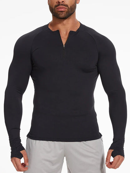 Men's Thermal Long Sleeve Zipper T-Shirt