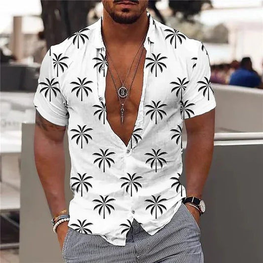 Men's 3D Leaf Print Hawaiian Shirt 2024
