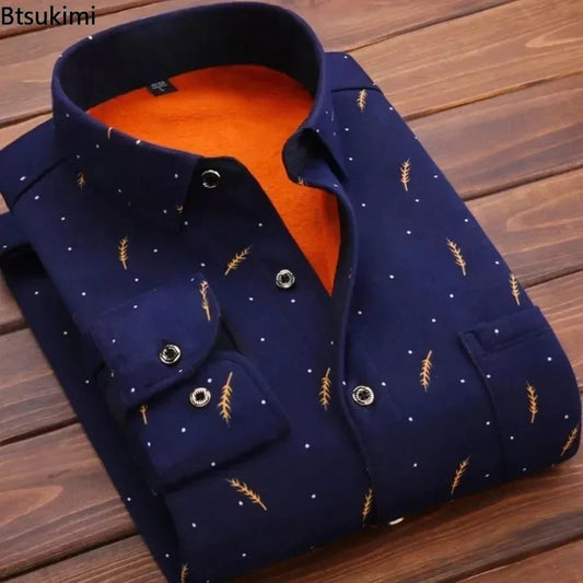Men's Warm Flannel Plaid Dress Shirts
