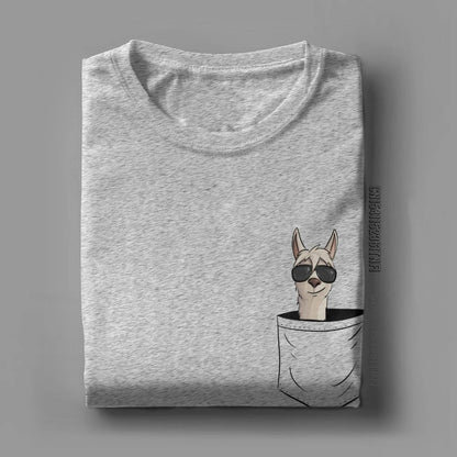 Cool Men's Alpaca Pocket T-Shirt with Sunglasses