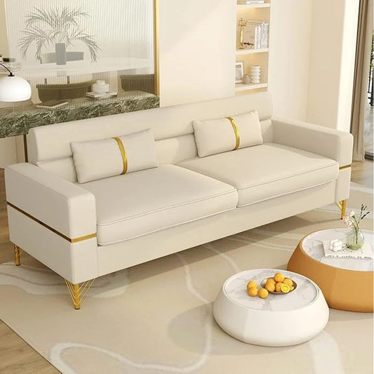Modern Velvet 3 Seater Sofa with Pillows