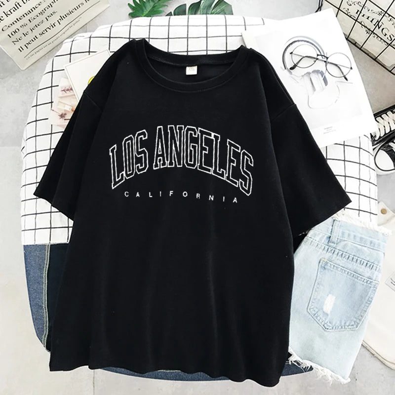 Trendy Oversized Los Angeles Graphic T-Shirt Women
