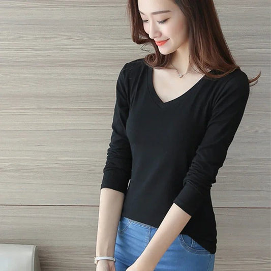 2022 Women's Black White Long Sleeve T-Shirt