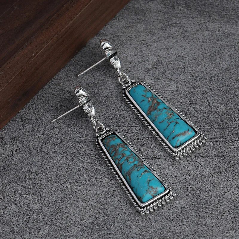 Vintage Bohemian Turquoise Dangle Earrings for Women