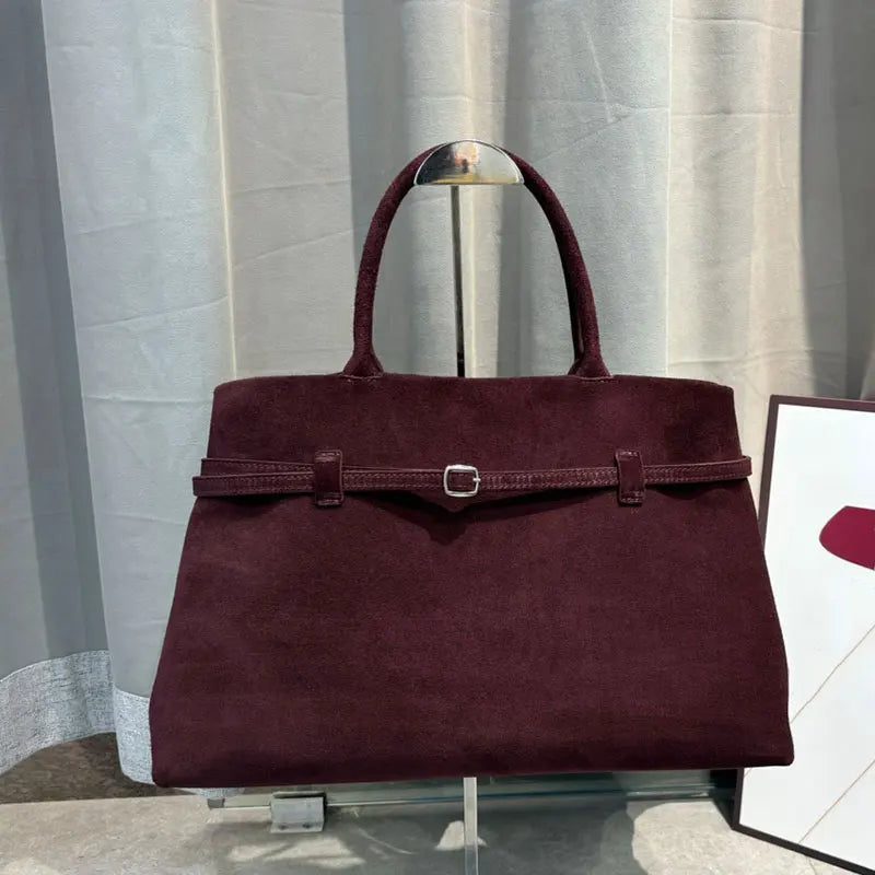 Burgundy Suede Tote Bag for Women