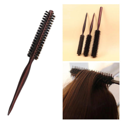 Round Wooden Hair Brush for Volumizing Detangling