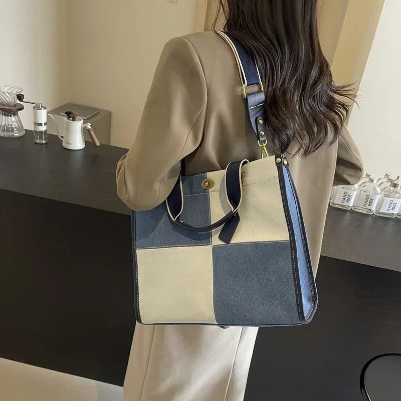 2024 Fashion Colorblock Denim Handbag for Women