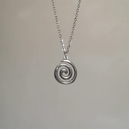 Vintage Spiral Vortex Pendant Leather Necklace 2023