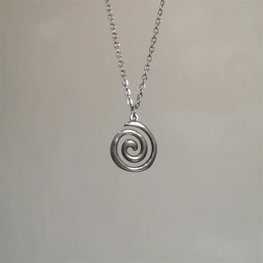 Vintage Spiral Vortex Pendant Leather Necklace 2023