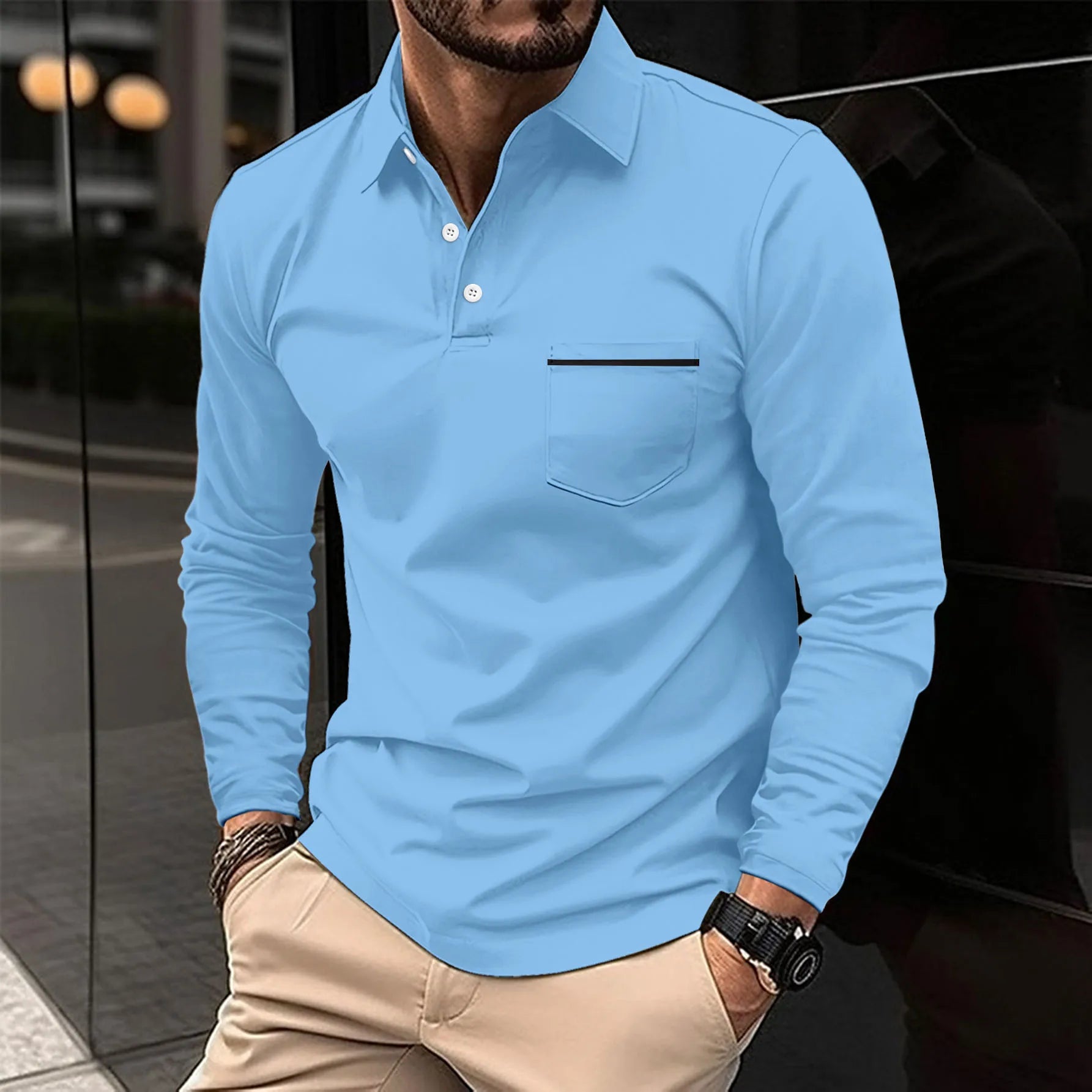 2024 Men's Casual Long Sleeve Pocket T-Shirt