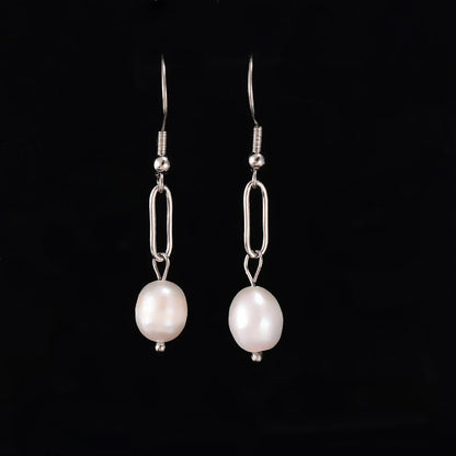 Trendy Irregular Pearl Stainless Steel Stud Earrings