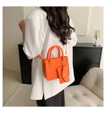 Luxury Solid Color Felt Crossbody Handbag