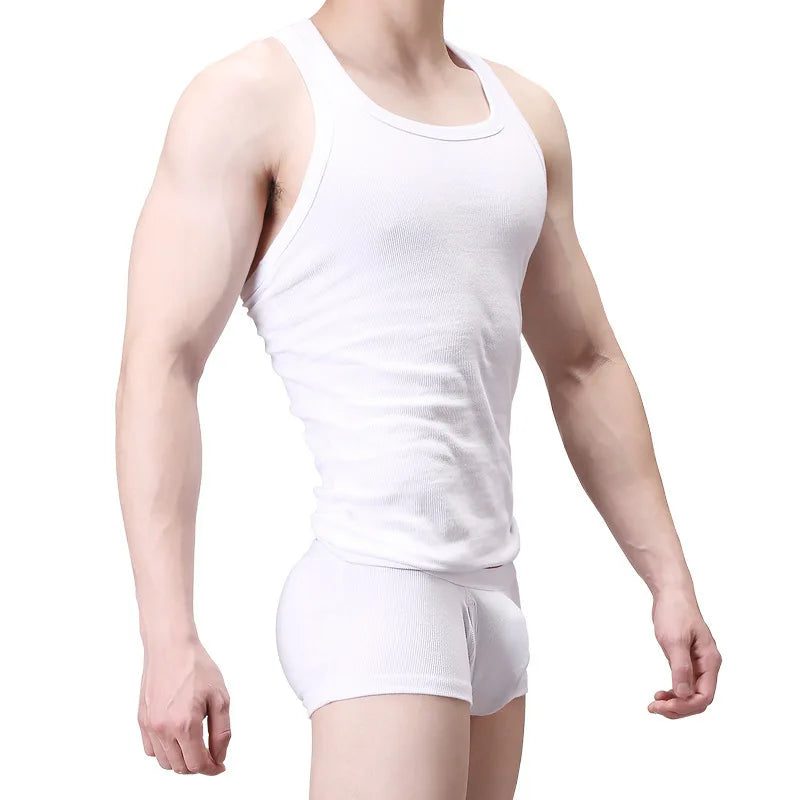 Men's Ribbed Cotton Tank Top - Slim Fit