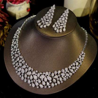 Luxury CZ Crystal Wedding Necklace Set 2024