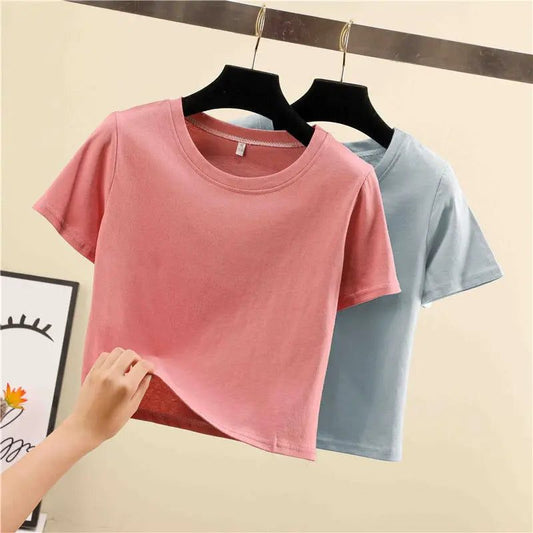 9 Colors Women's Cropped T-Shirt for Summer