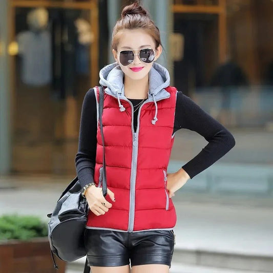 Women Lightweight Hooded Puffer Vest Jacket